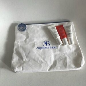 Sunday Riley minis and Augustinus Bader makeup bag